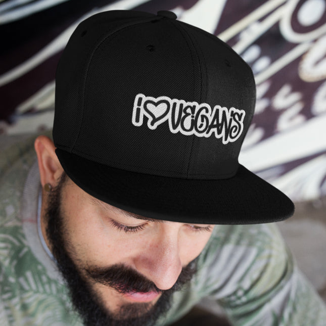I LOVE VEGANS FLAT BRIM CAP